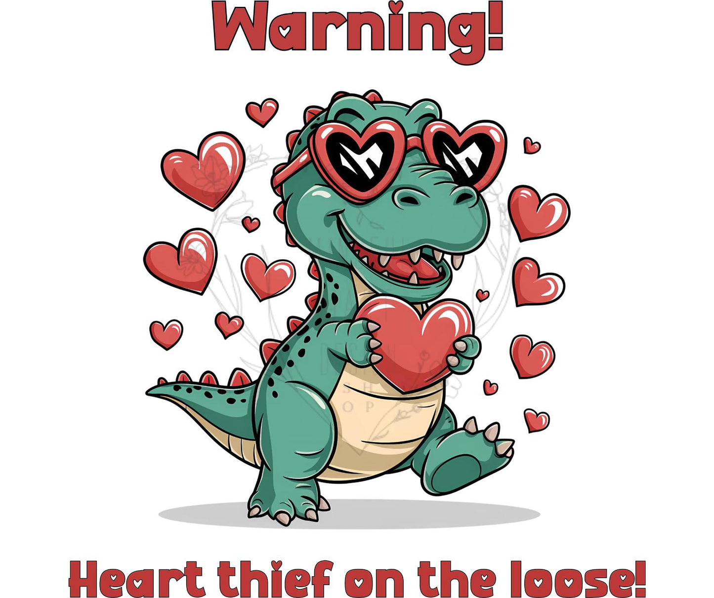 T-Rex Valentine DIGITAL DOWNLOAD | Heart Thief Dinosaur Shirt Design | Valentine’s Day Clipart | Cute Dino Sublimation | Kids Valentine Digital File