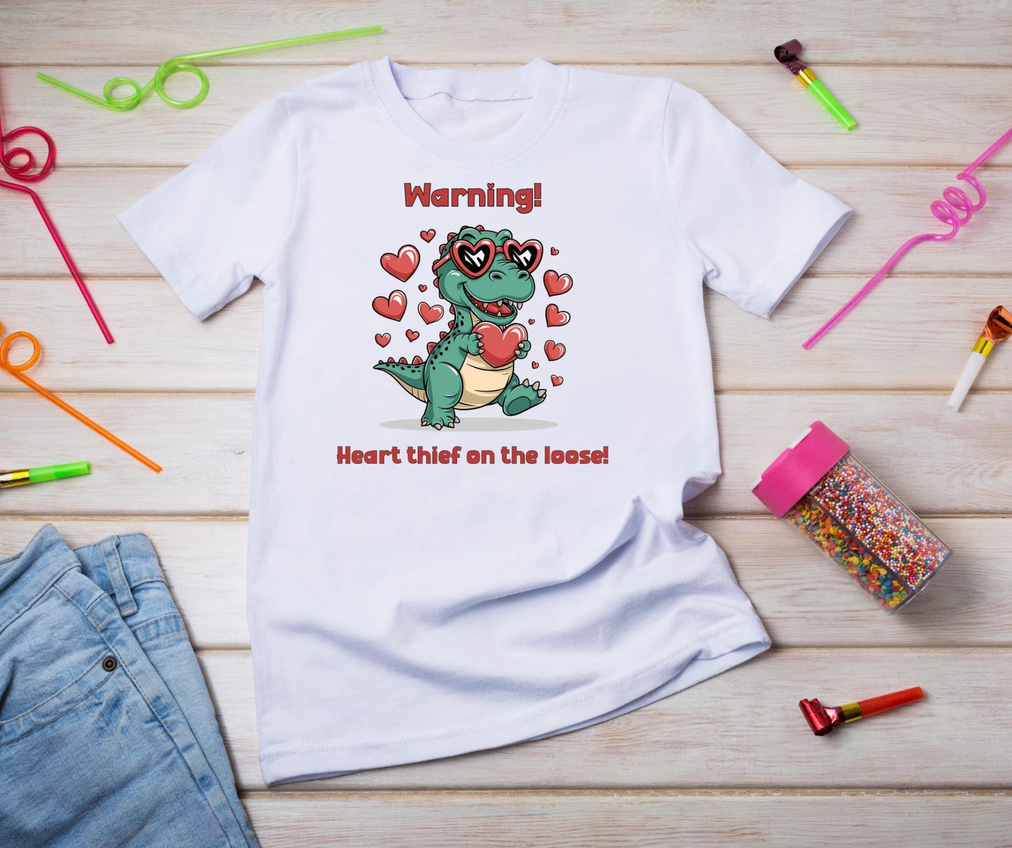 T-Rex Valentine DIGITAL DOWNLOAD | Heart Thief Dinosaur Shirt Design | Valentine’s Day Clipart | Cute Dino Sublimation | Kids Valentine Digital File