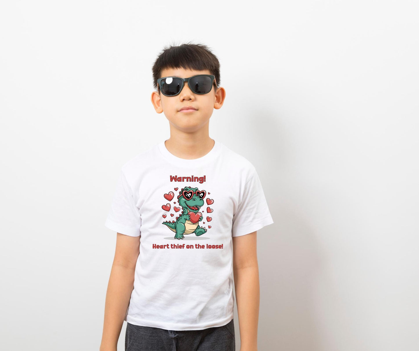 T-Rex Valentine DIGITAL DOWNLOAD | Heart Thief Dinosaur Shirt Design | Valentine’s Day Clipart | Cute Dino Sublimation | Kids Valentine Digital File